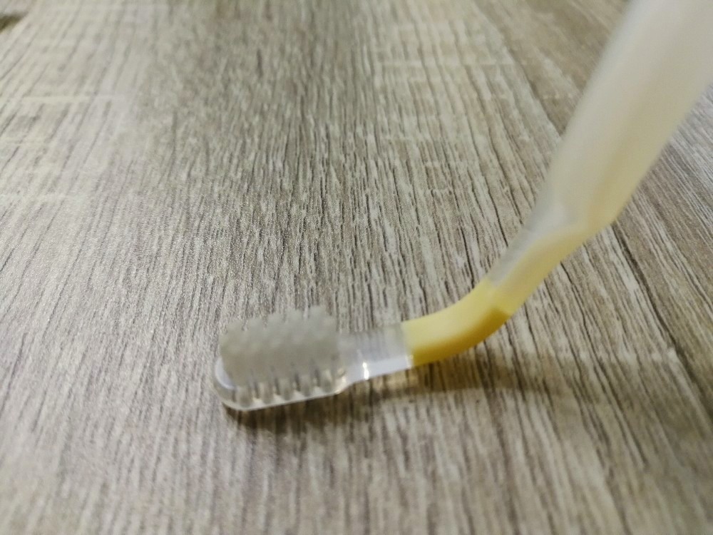 写真：日本パフ 曲がるん歯ブラシ 仕上げ磨き用　しなる前